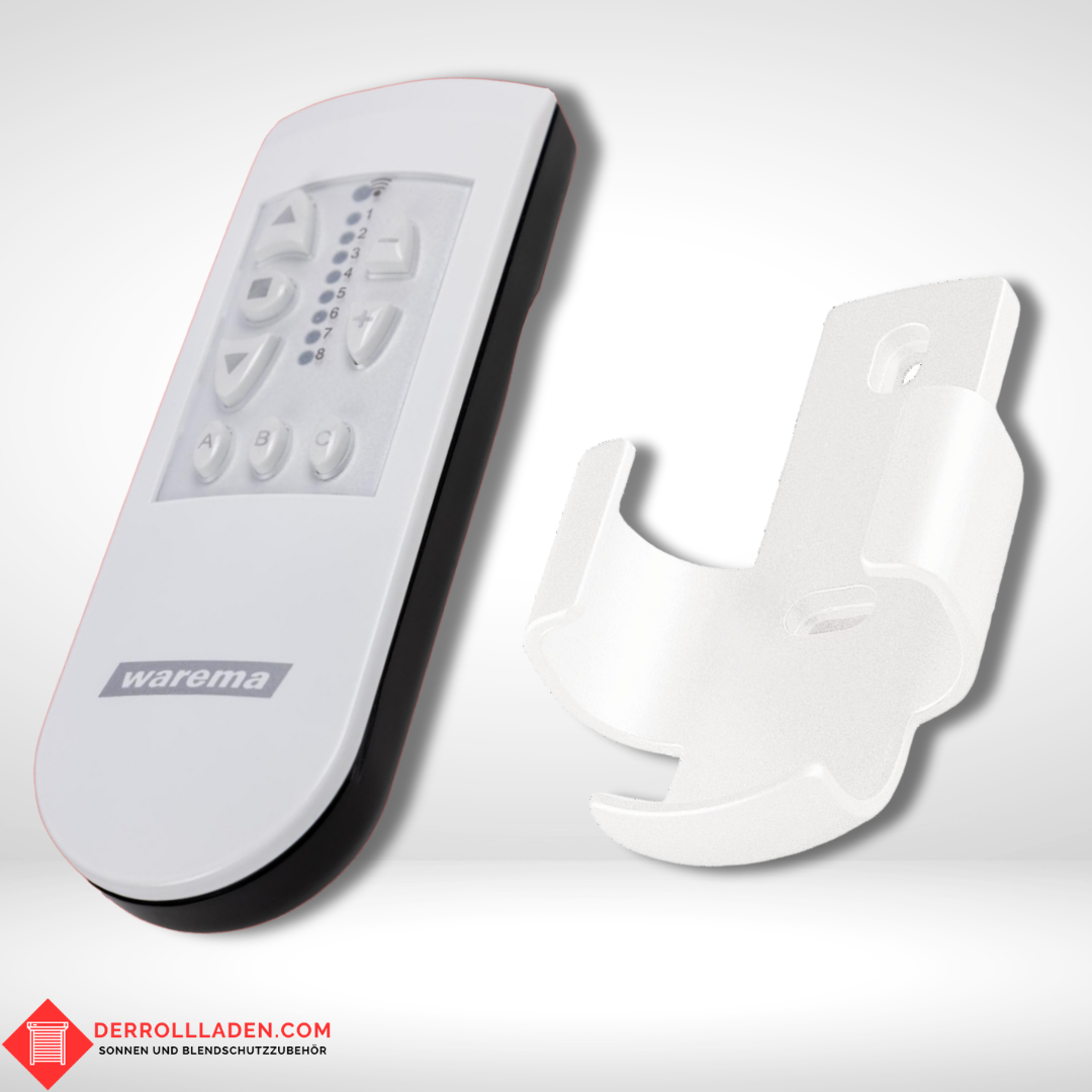 WAREMA EWFS Handsender 8-Kanal – Rückseite mit optionaler Wandhalterung in Weiss