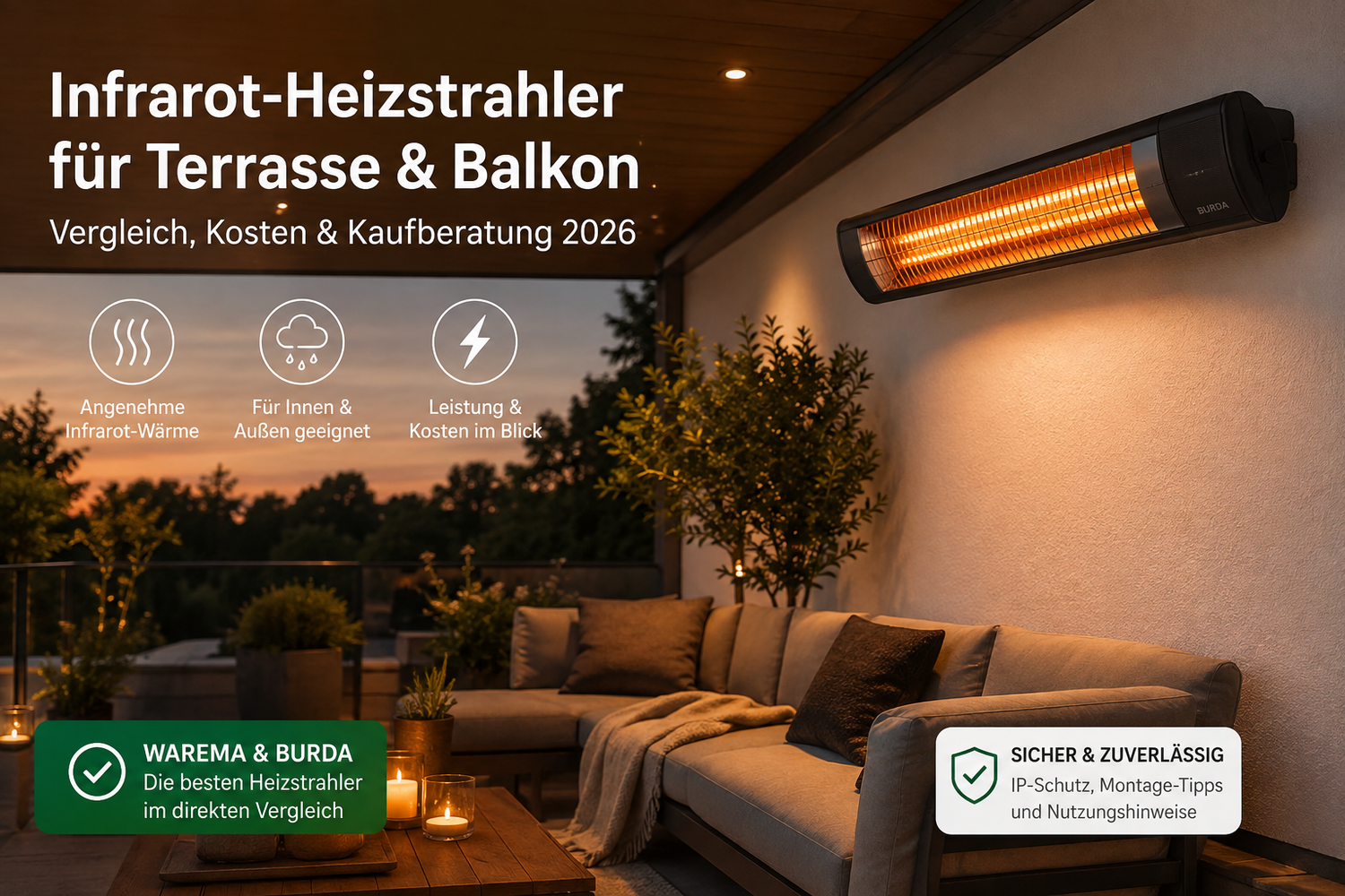 Infrarot-Heizstrahler für Terrasse &amp; Balkon: Welcher Heizstrahler ist der richtige?