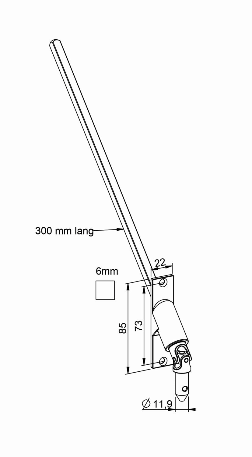 Gelenklager für Kegelradgetriebe Abgang 90° 6mm