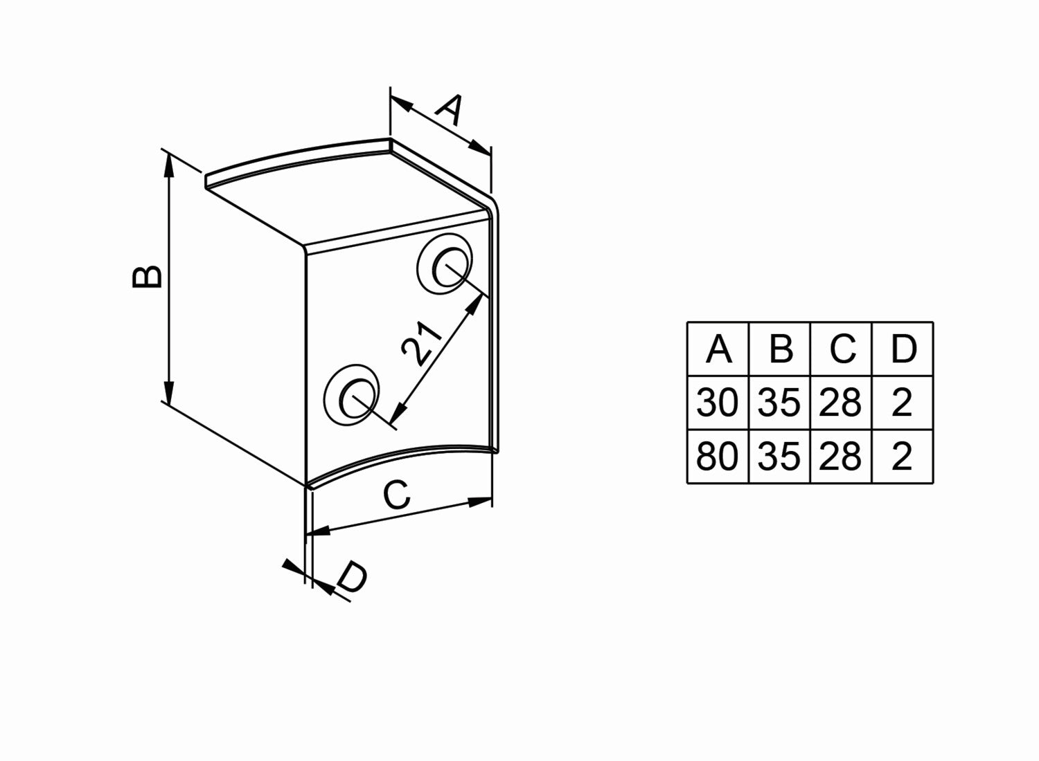 Glatter Anschlagwinkel aus Eisen