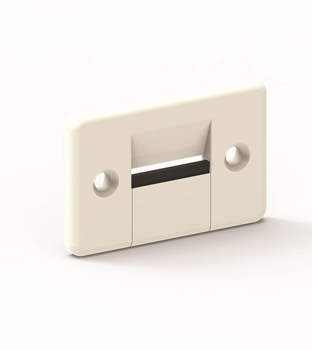 Rechteckige Gurtführung weiß, Querformat für 23 mm Gurt, mit Bürste