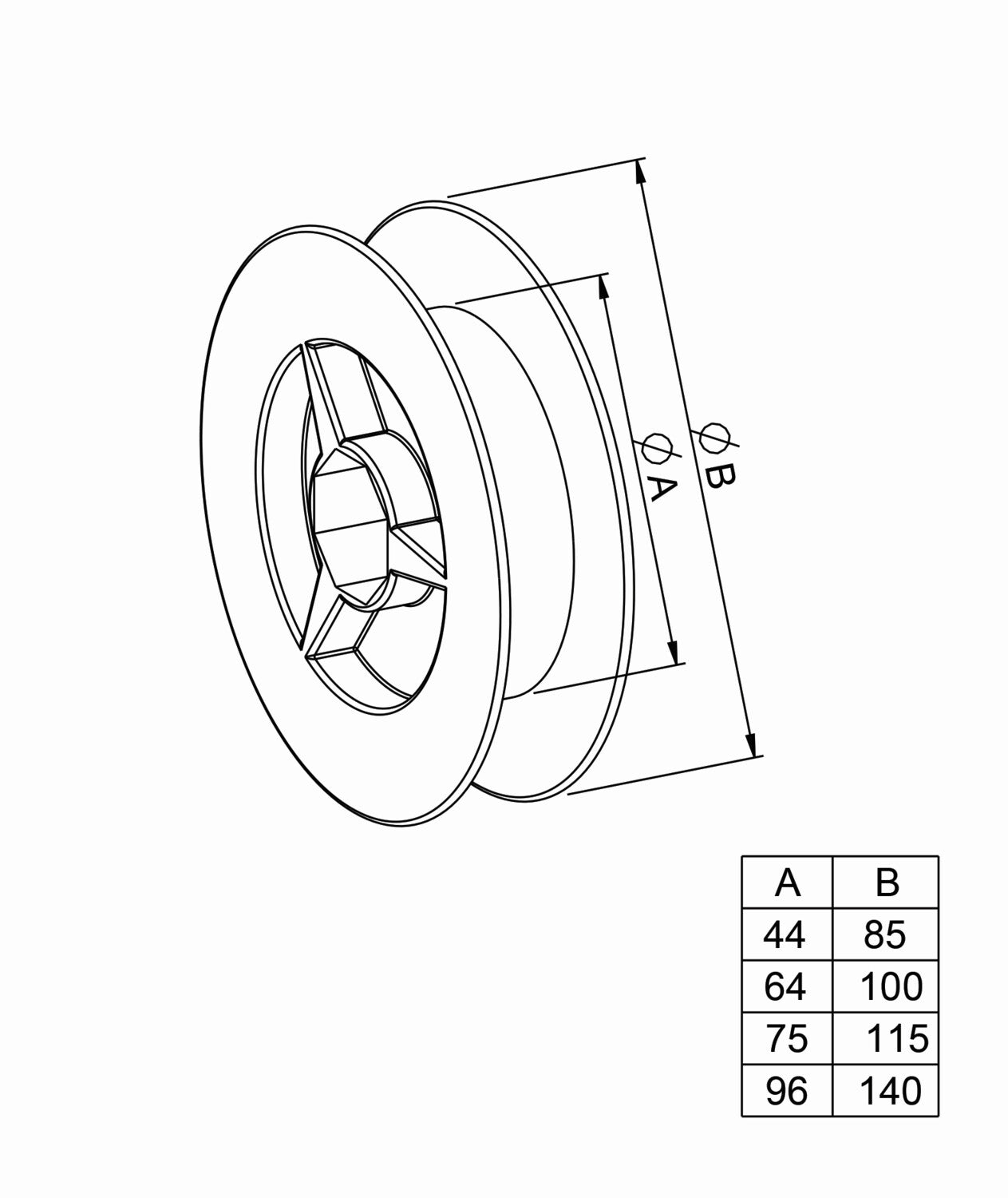 Steckgurtscheibe 14mm Achtkantwellen SW 40, verschiebbar