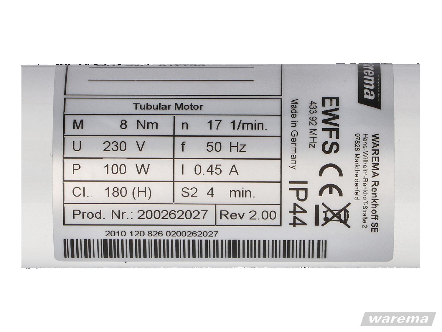WAREMA Rohrmotor W-ZM12/17 für ZIP Markisen