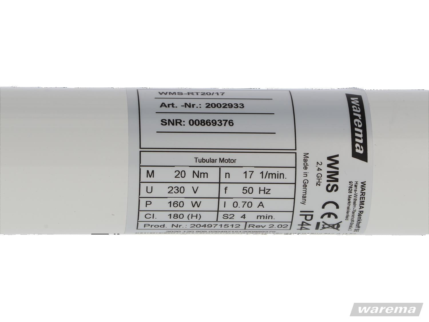 WAREMA Rohrmotor WMS-RT20/17 für Rollladen
