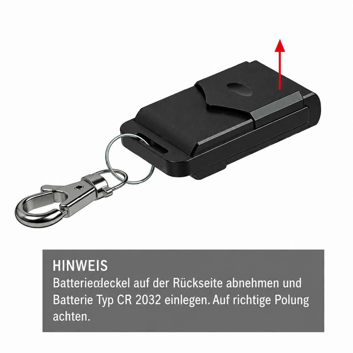 ACOMAX FX-H 420 i Anhänger-Sender Rückseite mit Batteriefach für CR2032