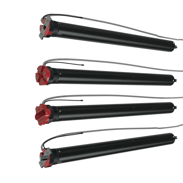 Übersicht aller 6 Motorkopf-Varianten für den ACOMAX MX-GA 550 GIGA Akku-Rollladenmotor mit Metallplatten, Vierkantbolzen und Motorkopfscheiben