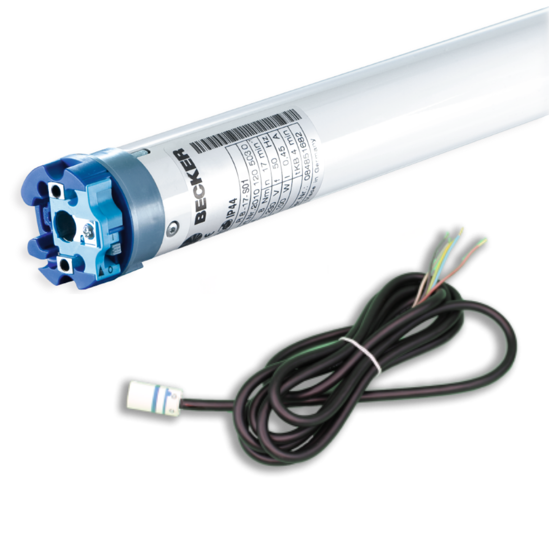 Becker R12-17-S01 SMI Rollladenmotor 12 Nm mit 3 Meter steckbarer schwarzer SMI Anschlussleitung