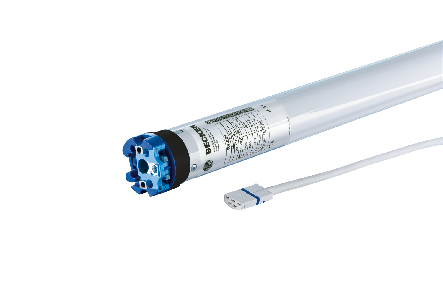Becker Rollladenantrieb R8-17-E01 8 Nm – elektronischer Rohrmotor für Rollläden mit Endabschaltung, Hinderniserkennung und Made-in-Germany-Qualität
