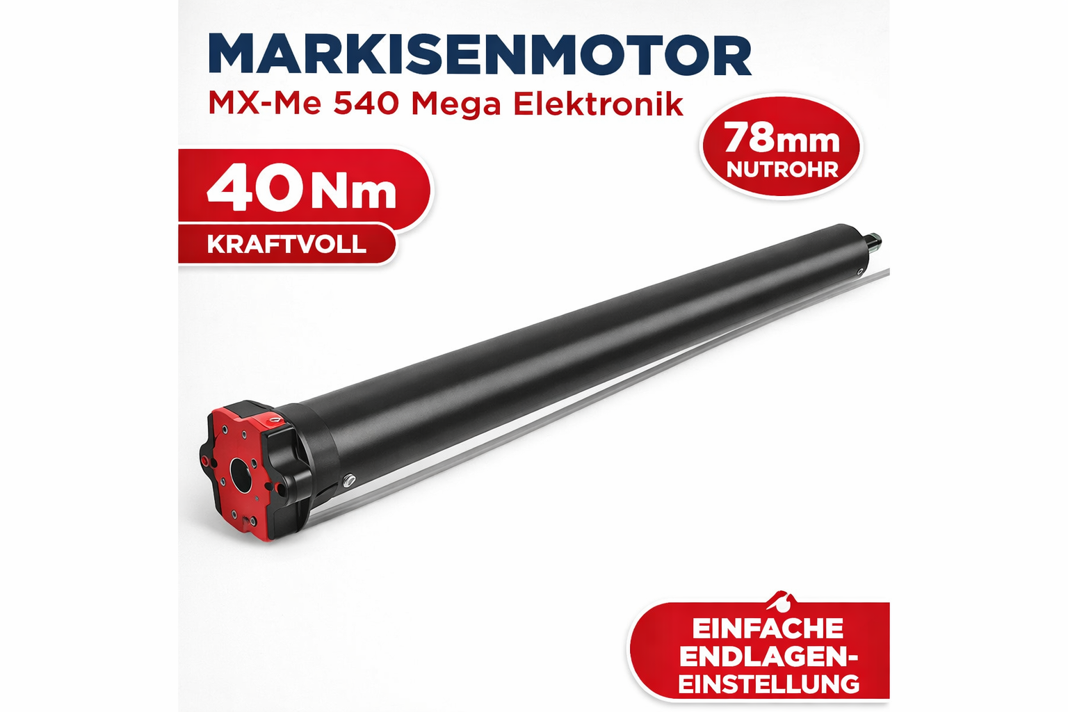 Markisenmotor 40 Nm für 78 mm Nutrohr – MX-Me 540 Mega Elektronik Acomax Rohrmotor