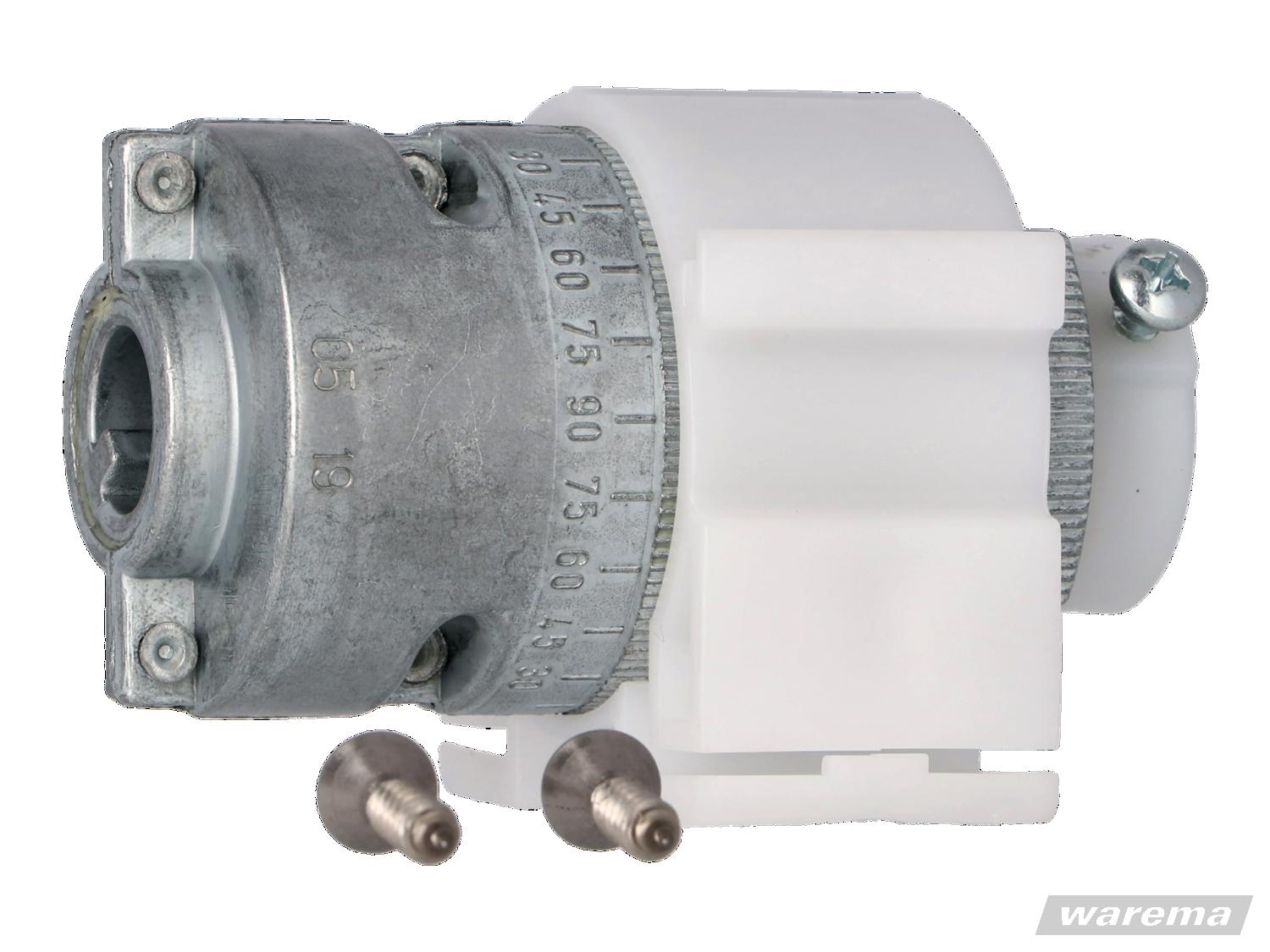 WAREMA Kegelradgetriebe 3:1 im eingebauten Zustand im Nutrohrsystem – präzise & robust
