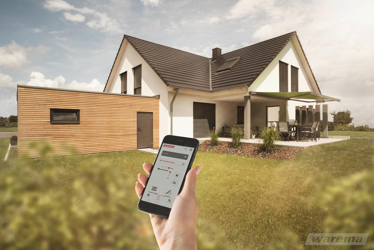 App-Steuerung mit WAREMA WMS WebControl pro – Smartphone-Ansicht der Bedienoberfläche